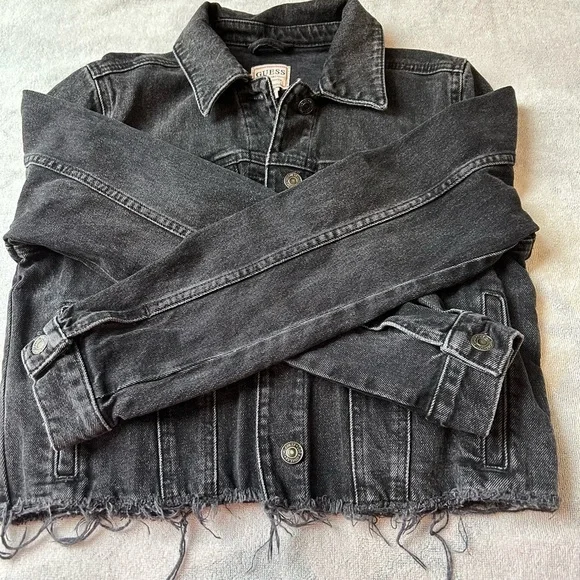 GUESS Women's Charcoal Denim Jacket - Picture 3 of 8